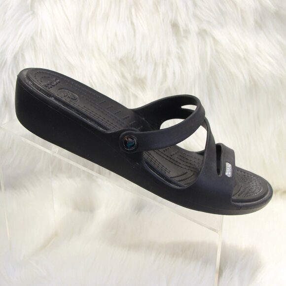 Crocs Womens Shoes Patricia Wedge Slip On Slide Comfort Sandals Black Size 10 - Picture 1 of 10
